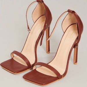 Chocolate Clover Barely There Strappy Squared Toe Heeled Sandals
